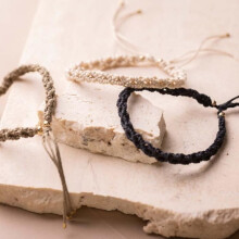 DIY Jewelry Kit - Macramé Bracelets - 3 pcs - Black/Olive Brown/Sand - Intermediate - Unisex