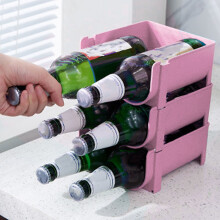 Soporte para botellas apilable de PP rosa 14x16x7.5cm 150g
