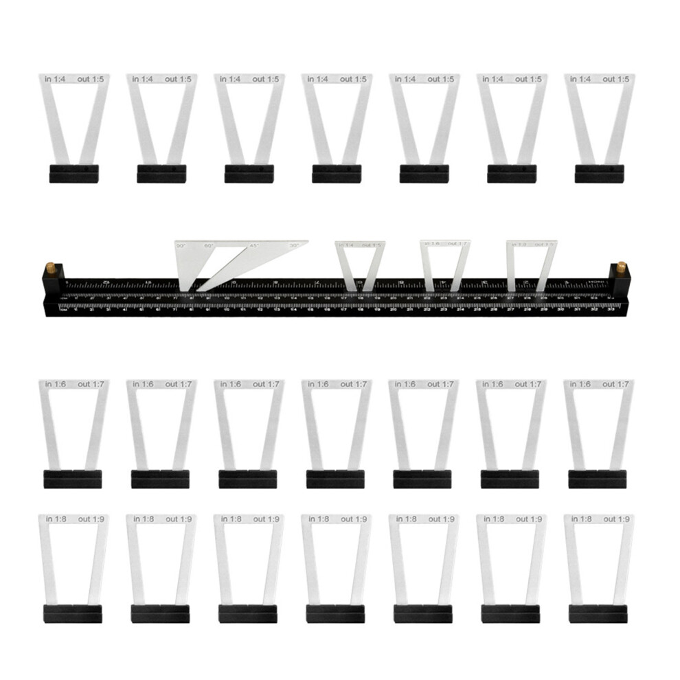 Completes 28Pcs Dovetails Measurement Set 350Mm For Enhances 7627000054982