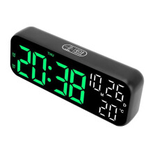 Reloj digital, 3 pilas AAA, 17.5x3.5x6.8 cm, Negro/Verde