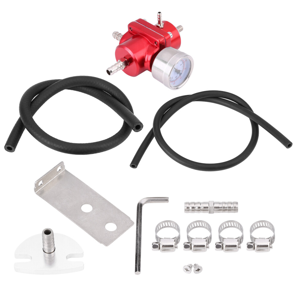 Universal Aluminum Fuel Pressure Regulator Gauge & Red 8320539076140