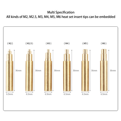 Punte per inserti termici universali in ottone 936 set M2-M6 2