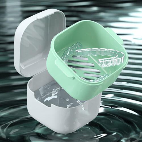 Custodia in ABS per protesi da bagno turchese/bianco - Compatta 2