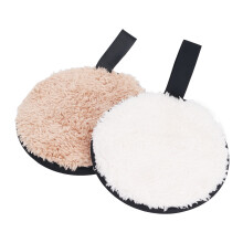 2pcs Reusable Plant Fiber Makeup Remover Pads - White & Khaki, Soft & Washable
