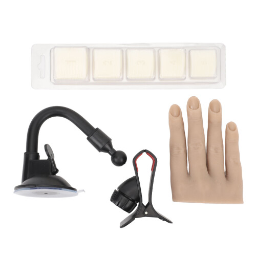 Silicone Nail Practice Hand with Clamp Stand, 15mm Nail Tip Depth 1