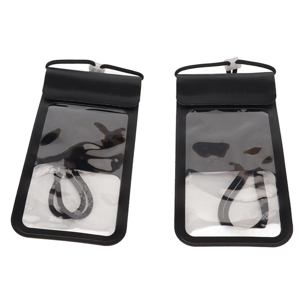 2Pcs Mobile Phone Waterproof Bag Case Touchable Black 8320539078410