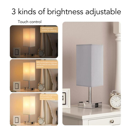 USB-Nachttischlampe, E26/E27, Warmweißes Licht, 1x E26-Glühbirne 2