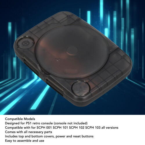Translucent Black PS1 Console Shell for SCPH 001-103 All Versions 2
