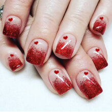 24Pcs Glossy Valentine Design False Nail Full Cover Artificial