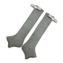 Ribbed Knit Stretch Gray Leg Warmers Sleeve for Women Girls