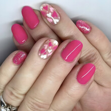 24pcs Acrylic False Nail Short Square Press On Nail Glossy Full