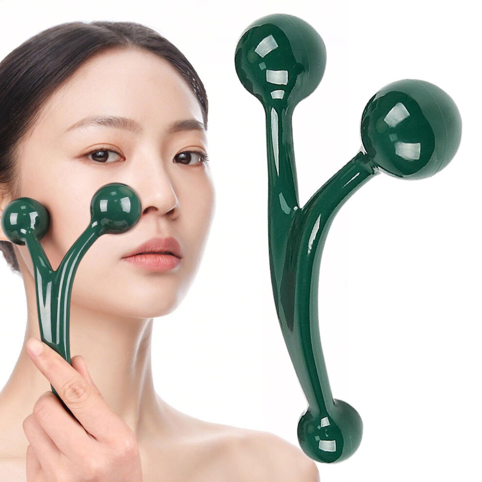 Roller Massager for Face - Y Shape Handheld Tool for Facial Massage, Solid Acupoint Kneader for Tension Relief on Feet and Scalp