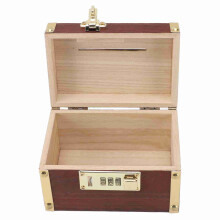 Vintage Wooden Money Storage Box with Password Lock & Handle Durable
