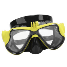 Professionelle Taucherbrille mit Action-Kamera, gehärtetes Glas, fluoreszierendes Gelb