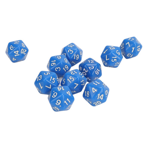 Role Playing Tabletop Dice Set 10PCS Blue 20-Sided Lightweight Polyhedral Dices
