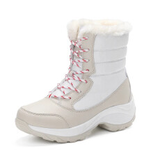 (White, 6.5) Womens Waterproof Snow Ankle Boots Ladies Winter Warm Fur Lined Shoes Size