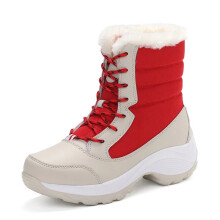 (Red, 6.5) Womens Waterproof Snow Ankle Boots Ladies Winter Warm Fur Lined Shoes Size