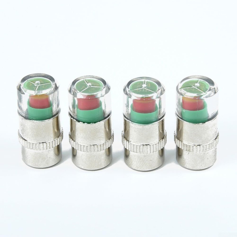 Tire Pressure Monitoring Valve Stem Caps 4Pcs Set 32-36 Psi Visual Indicator Dust Covers Stainless Steel Green/Yellow/Red 6038364293183