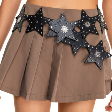 Women Star Belt Rivet Studded Belt for Dress Punk PU Leather