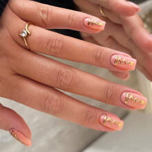 24Pcs Short Square Press on Nail With Christmas Stripes Designs