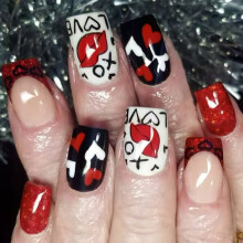 24Pcs Square Press on Nail Valentine Fake Nail Glues on Nail