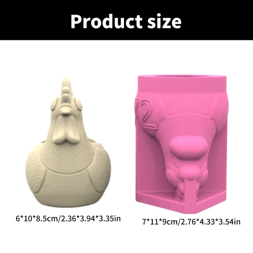 Flexible Silicone Planter Mold Rooster Shape Flowerpot Moulds 2