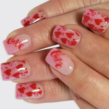 Valentine Press on Nail Square Fake Nail Glossy Design False