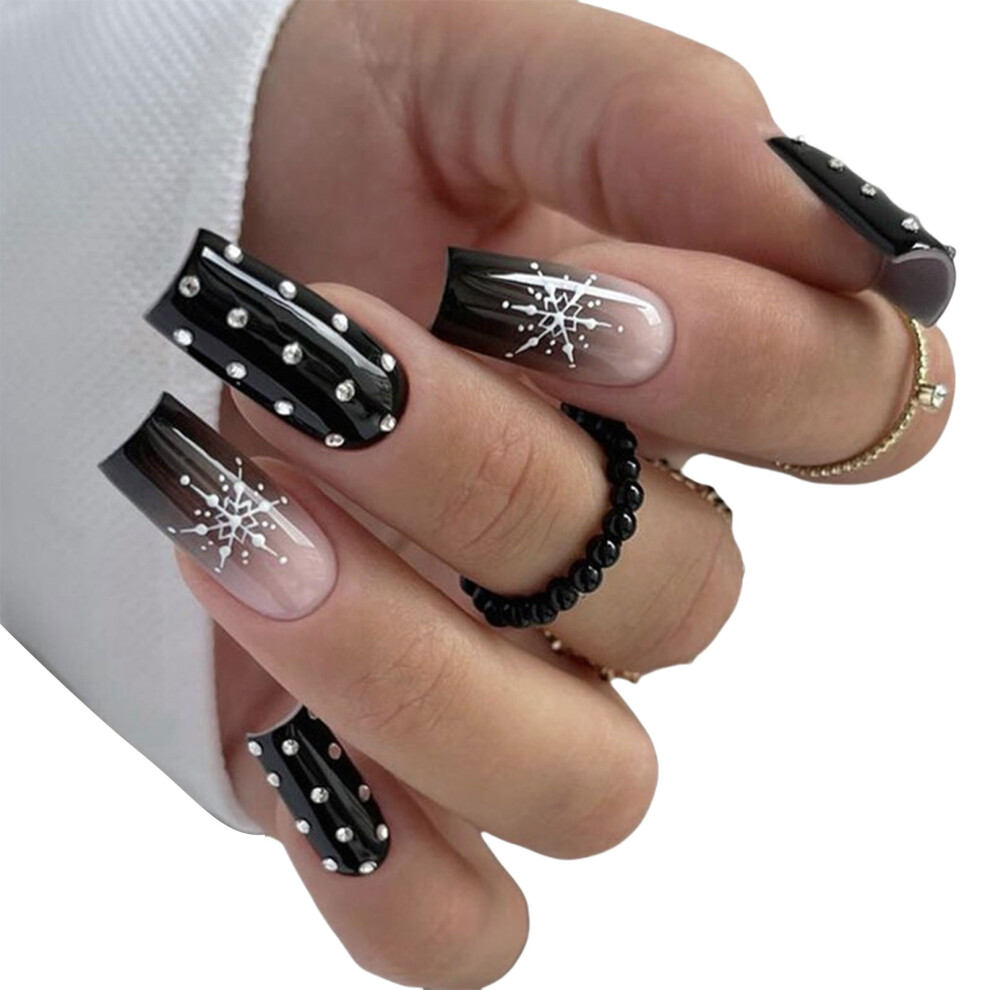 24 Pcs French Tip Press On Nail Winte False Nail Christmas 7627000059079