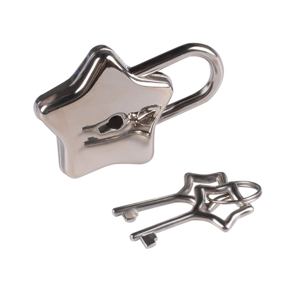 Antique Padlock Small Metal Star Shaped Lock For Key, Vintage Style 2-Piece Set, Archaic Design 6038364294234