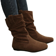 (Brown, 8=EU42) Waterproof Ladies Snow Winter Boots Womens Warm Shoes Non-slip Mid Calf Size UK