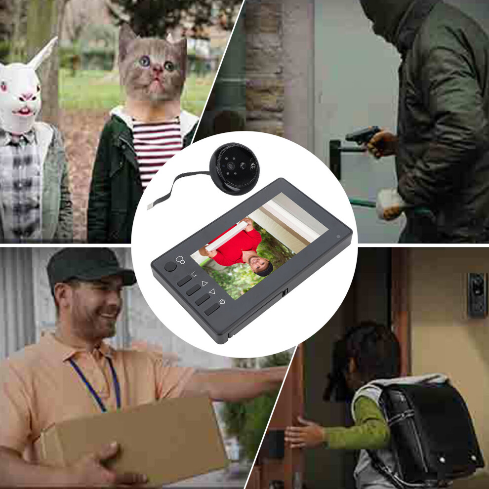 720P Peephole Viewer Door Camera, 4.3" Screen, 145 Wide View, Night Vision 8751348844079