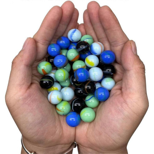 50 Marble Game Glass Marbles, 25mm, Mixed Colors.