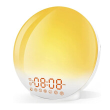 Sunrise Alarm Clock For Bedroom With 7 Nature Sounds FM Radio 7-Color Night Light 20 Brightness Levels For Kids