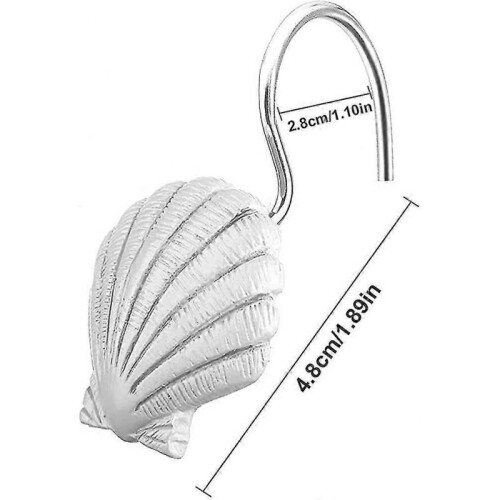 Seashell Shower Curtain Hooks, 12 Pcs Shower Curtain Rings, Rustproof Decorative 1