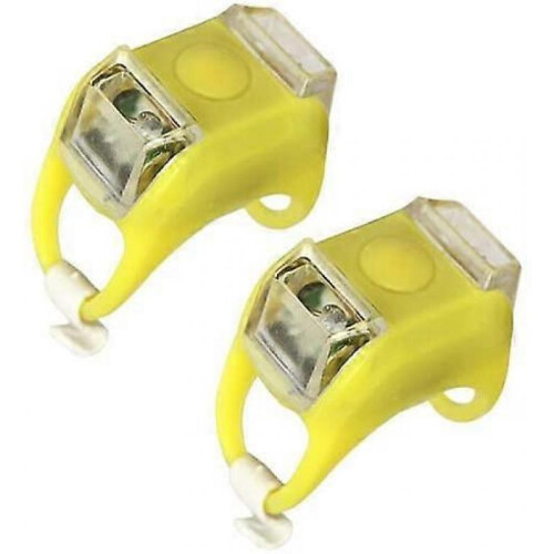 Bicycle Light Front and Rear Silicone LED Waterproof Headlight Tail Light Tall, 2 Pack, Yellow