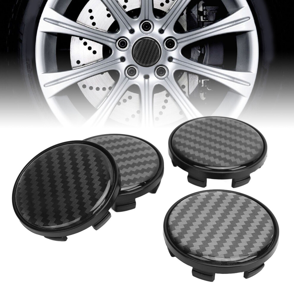 Car Wheel Center Caps 4Pcs Plastic 54Mm Diameter Carbon Fiber Style Cover 4381348854699