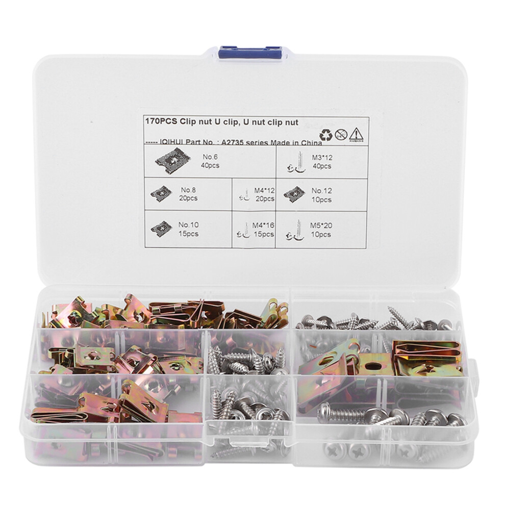 Rustproof U‑Clips Nuts Assortment Automotive 8320539083773