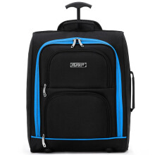 (Black/Blue, 45x36x20cm) 45x36x20cm easyJet Free Underseat Cabin Bag Maximum Dimension - Polyester - 2 Wheels - Approved with easyJet bag sizer. Approved for 100+