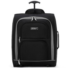 (Black/Grey, 45x36x20cm) 45x36x20cm easyJet Free Underseat Cabin Bag Maximum Dimension - Polyester - 2 Wheels - Approved with easyJet bag sizer. Approved for 100+