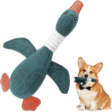 Durable plush chew toy for dog teeth cleaning, goose toy for small to medium dogs (navy goose)