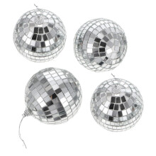 4pcs Disco Ball Cake Decorations - Funky Showcase Adornment for Wedding and Pub Events, 3 Inch, Silver Color