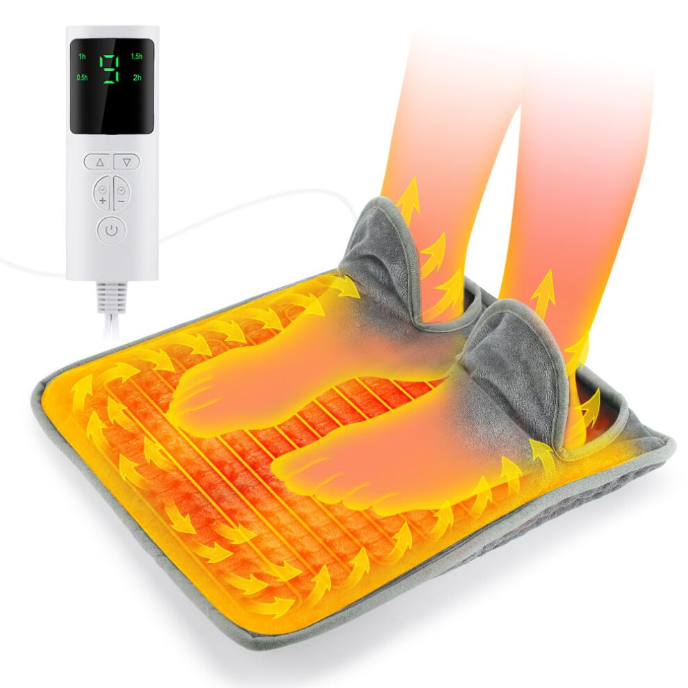 Electric Heated Foot Warmers for Men and Women, Fast Heating Washable Foot Warmer Pad with 9 Temperature Levels & 4 Timers
