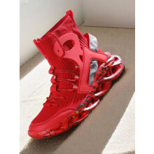 (Flame Red, EU44) Men's Letter Print Lace Up Chunky Sneakers, Sporty Comfortable Athletic Shoes, Basketball Shoes, Jogging Shoes, Workout Sneakers,