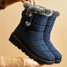 (Blue, Tag 44 Size=UK 8.5) Winter Waterproof Boots Snow Ladies Womens Boots Ankle Fur Lined Warm