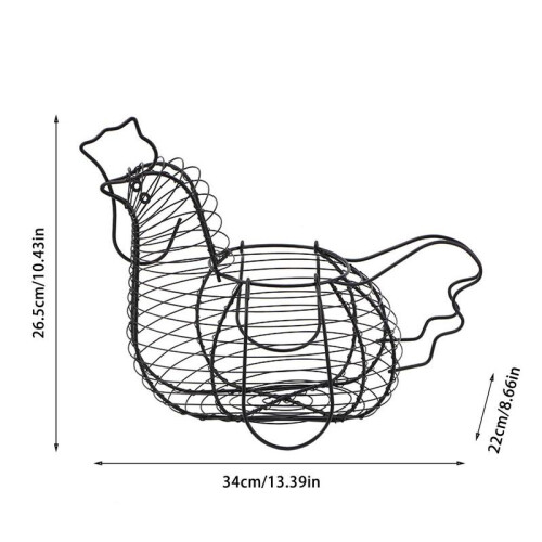 (Black, one-size) Chicken Design Egg Storage Basket, 1 Count Portable Egg Storage Container, Egg Holder, Storage Organizer for Home Kitchen 1