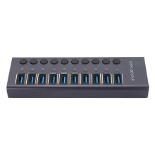 Hub USB 3.0 à 10 ports - 60 W aluminium, prise européenne