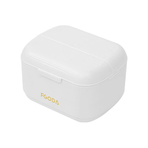 Retainer Cleaning Case Denture Bath Box with Strainer Double Layer Storage Container for Oral Care - White