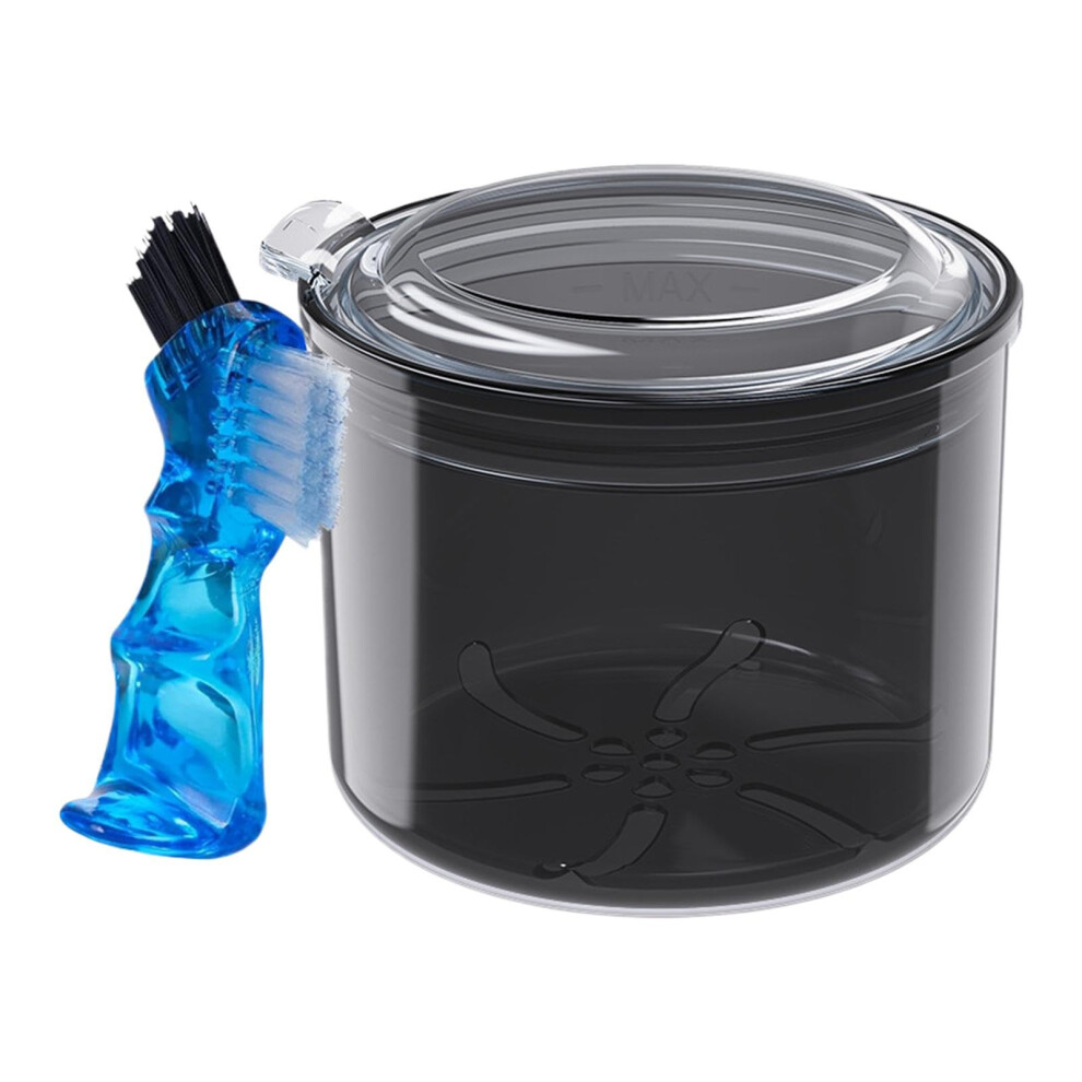 Denture Bath Case with Strainer Basket, Travel Denture Cleaning Cup for Teeth Aligners and False Teeth, Durable Plastic Container