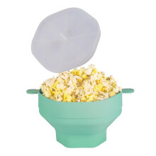Popcorn Microwave Bowl Silicone Popper with Lid, Folding Design, Dishwasher Safe, 2-Quart Capacity, Easy Grip Handles