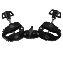 Double Metal Super Clamp Articulating Arm Clip 360 for Umbrella Monitor LED Light, Adjustable Dual Clamp, Heavy-Duty Design
